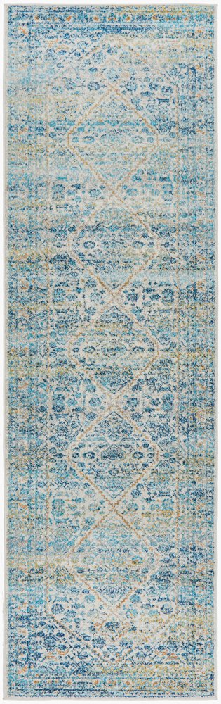 Awaken Silver Blue Diamond Hallway Runner