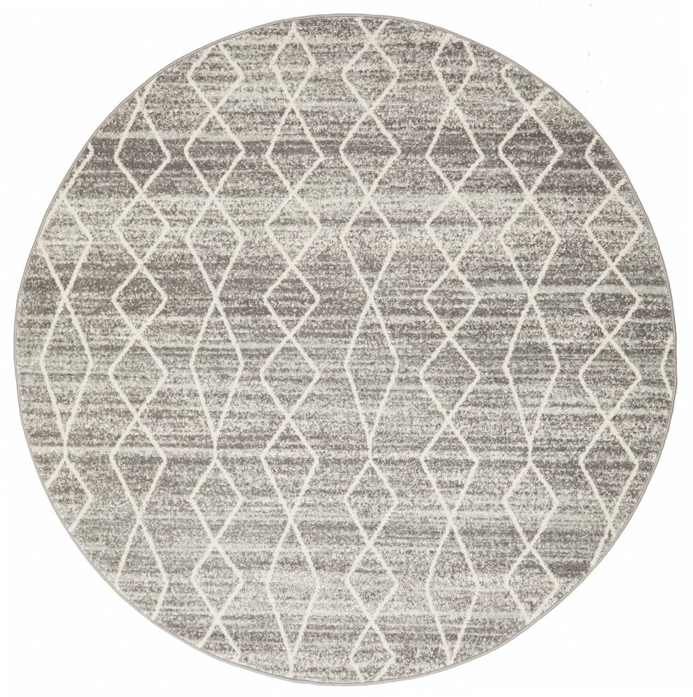 Awaken Silver Diamond Round Rug