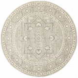 Awaken Silver Flower Medallion Transitional Round Rug