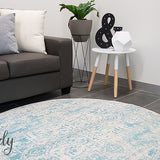 Awaken Blue Ivory Medallion Round Rug