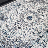 Awaken Ivory Blue Black Oriental Rug