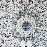 Awaken Ivory Blue Black Oriental Rug