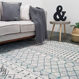 Awaken Blue Grey Tribal Round Rug