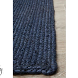 Bindi Navy Hand Braided Jute Hallway Runner Rug