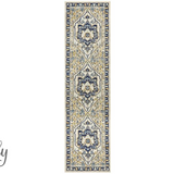 Blake Navy Blue Medallion Transitional Rug Hallway Runner Rug