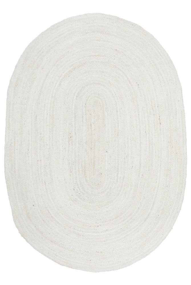 Bindi White Hand Braided Jute Oval Rug