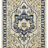 Blake Navy Blue Medallion Transitional Rug Hallway Runner Rug