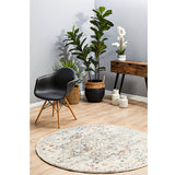 Celine Silver Multi Colour Medallion Round Rug