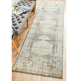 Celine Grey Medallion Distressed Hallway Runner