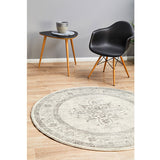Celine Silver Faded Medallion Distressed Round Rug