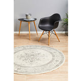 Celine Silver Faded Medallion Distressed Round Rug
