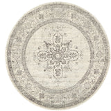 Celine Silver Faded Medallion Distressed Round Rug