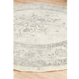 Celine Silver Faded Medallion Distressed Round Rug