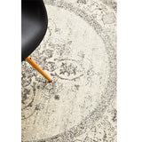 Celine Silver Faded Medallion Distressed Round Rug