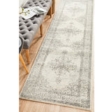 Celine Silver Faded Medallion Distressed Hallway Runner Rug