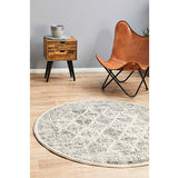 Celine Grey Faded Distressed Diamond Round Rug