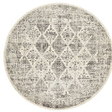 Celine Grey Faded Distressed Diamond Round Rug