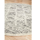 Celine Grey Faded Distressed Diamond Round Rug