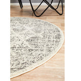 Celine Grey Faded Distressed Diamond Round Rug