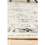 Celine Grey Faded Distressed Diamond Round Rug
