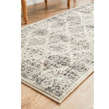 Celine Grey Faded Distressed Diamond Hallway Runner Rug