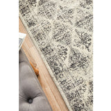 Celine Grey Faded Distressed Diamond Hallway Runner Rug