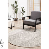 Cameron Silver Aztec Tribal Pattern Round Rug