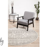 Cameron Silver Aztec Tribal Pattern Round Rug