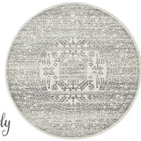 Cameron Silver Aztec Tribal Pattern Round Rug