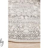 Cameron Silver Aztec Tribal Pattern Round Rug