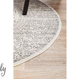 Cameron Silver Aztec Tribal Pattern Round Rug