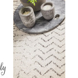 Cameron Silver Ethnic Tribal Pattern Round Rug