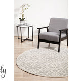 Cameron Silver Diamond Trellis Pattern Rug