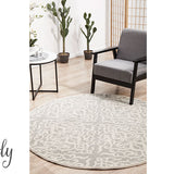 Cameron Silver Diamond Trellis Pattern Round Rug
