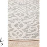 Cameron Silver Diamond Trellis Pattern Round Rug