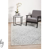 Cameron Silver Diamond Trellis Pattern Rug