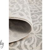Cameron Silver Diamond Trellis Pattern Round Rug