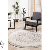 Cameron Silver Medallion Pattern Rug