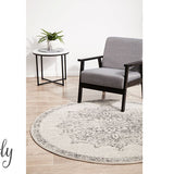 Cameron Silver Medallion Pattern Round Rug