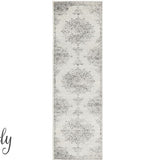 Cameron Silver Medallion Pattern Hallway Runner Rug