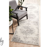 Cameron Silver Medallion Pattern Hallway Runner Rug