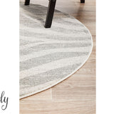 Cameron Silver Tiger Prints Round Rug