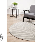 Cameron Silver Tiger Prints Round Rug