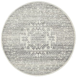 Cameron Silver Aztec Tribal Pattern Round Rug