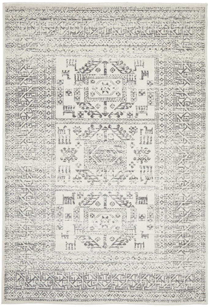 Cameron Silver Aztec Tribal Pattern Rug
