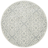Cameron Silver Diamond Trellis Pattern Round Rug