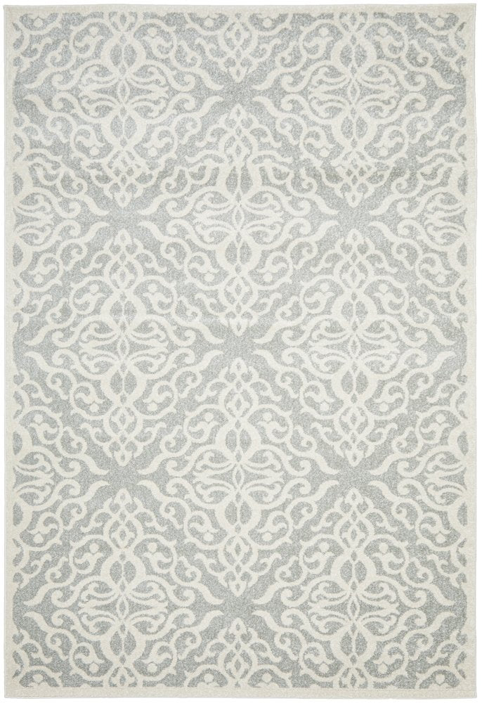Cameron Silver Diamond Trellis Pattern Rug