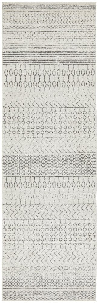 Cameron Silver Ethnic Tribal Pattern Hallway Runner Rug