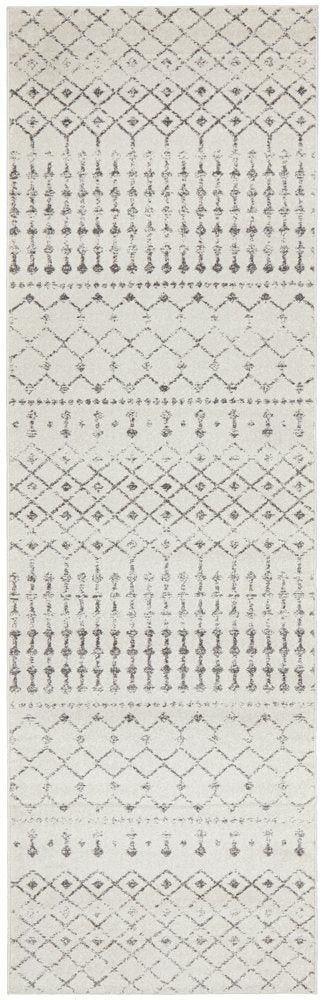 Cameron Silver Tribal Pattern Hallway Runner Rug