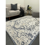 Chloe Ivory Blue Medallion Textured Rug